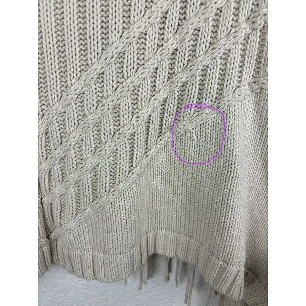 August Silk Womens‎ Shrug Cardigan Small Beige Fringe Western Grandma MINOR FLAW